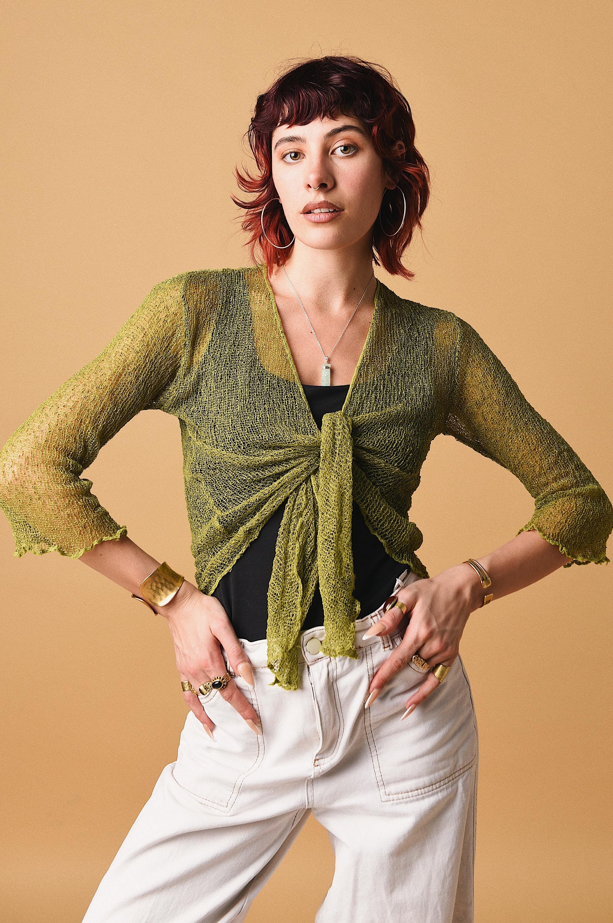 dark green mesh top