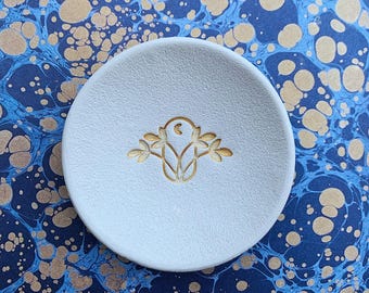Handmade Polymer Clay Ring Dish | Gold Symbol Trinket Bowl