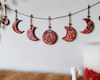 Décoration murale hippie fait main en croissant de lune, esthétique céleste, Boho, décoration murale pour la maison | Cadeau de bannière de jardin de chambre à coucher de cuisine de sorcière d'articles ménagers