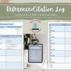 University Referencing Tracker, Citations Log Printable PDF Dissertation Planner Dissertation Organiser Digital Download
