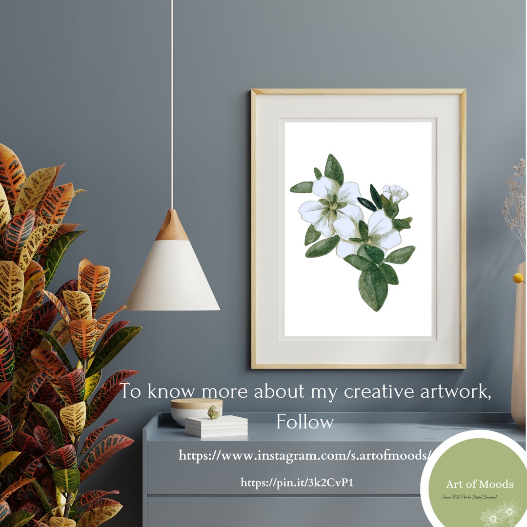 Watercolour Floral Frame Art for Digital Download Etsy