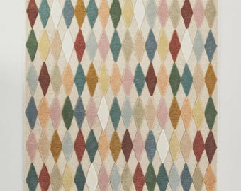 Anthropologie Diamond Handmade Tufted Wool Area Rug For Bedroom Livingroom Office Kitchen Nursery Entryway modern Rug