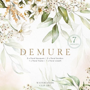 Watercolor White spring Blush Green eucalyptus bouquet flowers wedding invitation floral clipart png wreath frame leaves rose blossom art