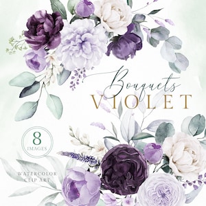 Acuarela Flor Verde Violeta Púrpura eucalipto ramo frontera rosa peonía invitación de boda floral clipart png digital vegetación hojas arte