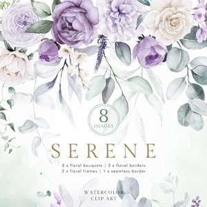Fiore dell'acquerello verde viola viola eucalipto bouquet bordo cornice rosa peonia invito a nozze clipart floreale png foglie digitali art