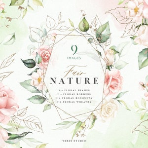 Aquarel Perzik Roze Blush Groen Goud geometrische boeket krans frame bloemen bruiloft uitnodiging bloemen clipart png digitale bladeren sjabloon