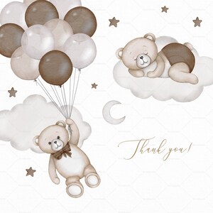 Watercolor Teddy Bear Clipart Boy Girl Baby Shower Brown Vintage Cute ...