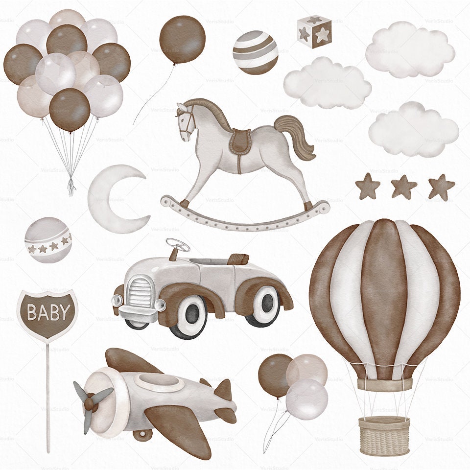 Watercolor Teddy Bear Clipart Boy Girl Baby Shower Brown Vintage Cute ...
