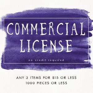 Licenza commerciale per 3 articoli, nessun credito richiesto, 1000 pezzi. Licenza artistica per clip art con disegno floreale.