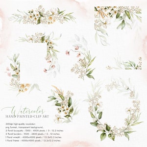 Akvarell vit vår rodnad grön eukalyptusbukett blommor bröllopsinbjudan blommig clipart png krans ram löv ros blomma konst bild 2