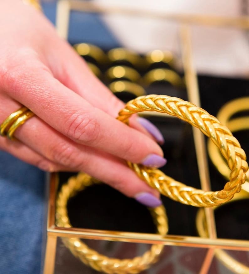 Real braided Buddhist bangle gold by MaLune image 3