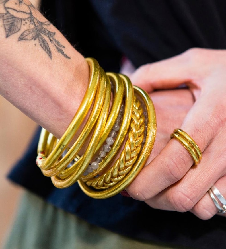 Real braided Buddhist bangle gold by MaLune image 2