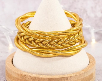 Real braided Buddhist bangle - gold - by MaLune