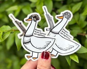 Vrede was nooit een optie Duck Sticker | Nachtzichtsticker | Grappige eendsticker