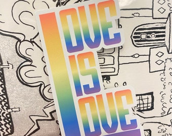 Rainbow Pride Month Sticker - Love is Love - Waterproof Vinyl