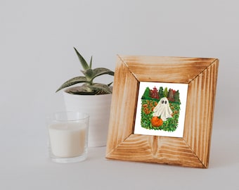 Hand Painted Ghost in Pumpkin Halloween Patch Print