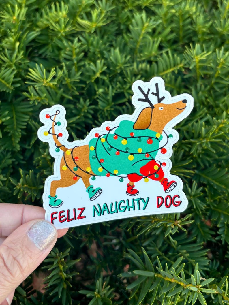 Naughty Dog Christmas Thank You Card