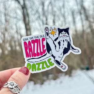 Adesivo divertente per gatti / Adesivo per gatti Razzle Dazzle / Adesivo in vinile Sassy Kitty / Laptop e bottiglia d&#39;acqua / Regalo carino per gli amanti dei gatti