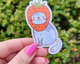Berry Cat Strawberry Sticker