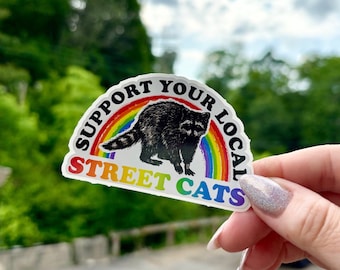Support Your Local Street Cats Sticker | Raccoon Sticker