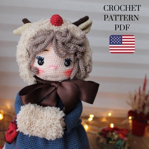 Crochet Doll Pattern, Adela doll, Amigurumi Doll Pattern, PDF in English,New Year doll