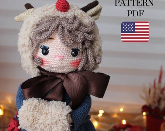 Patrón muñeca crochet, muñeca Adela, patrón muñeca Amigurumi, PDF en inglés, muñeca año nuevo