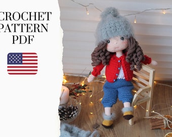 English PDF pattern, Amigurumi pattern doll, Crochet for doll Kelly
