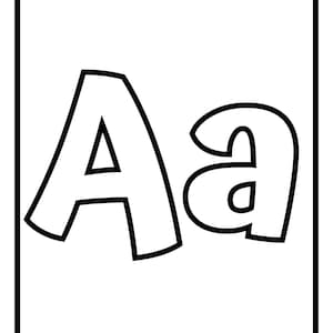 May include: Black and white illustration of the letter A in uppercase and lowercase.