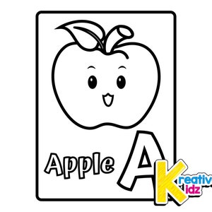 Libro para colorear del alfabeto para niños pequeños / Páginas para colorear ABC para niños de 2 a 4 años / Imágenes grandes y sencillas para colorear / 27 páginas imprimibles en PDF