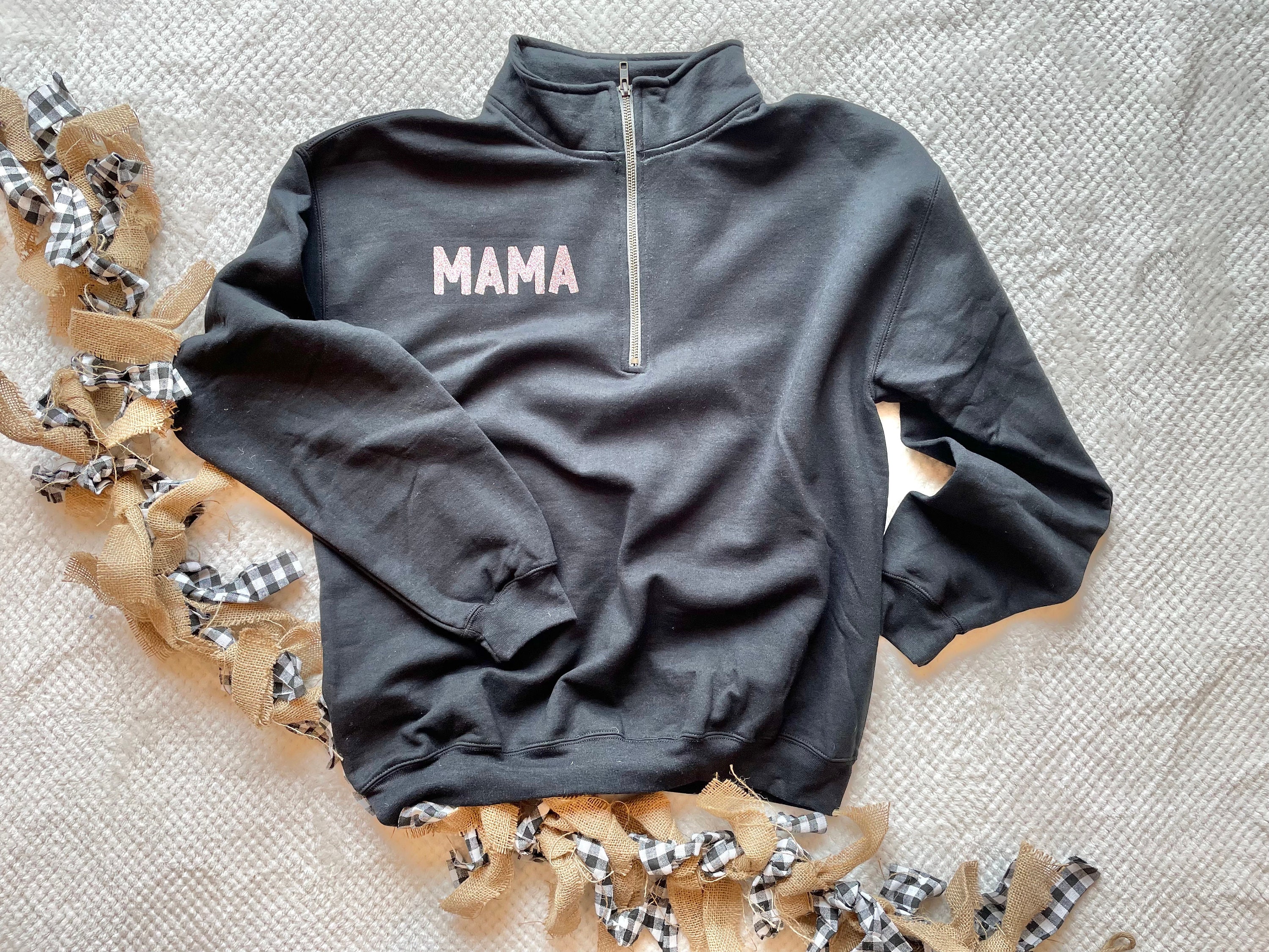 Women s Mama Quarter Zip Collar Sweatshirt Women s Black