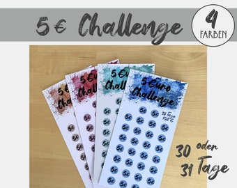 5 Euro Challenge - Ölfarbe Design - Sparchallenge für A6 Binder