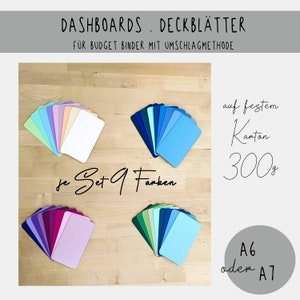 A7 Dashboards Blanko - Deckblätter im 9er Set für A7-Binder