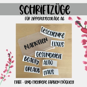 Personalisierte Schriftzüge für Budget Planer A6 - Aufkleber aus Vinyl für die Umschlagmethode