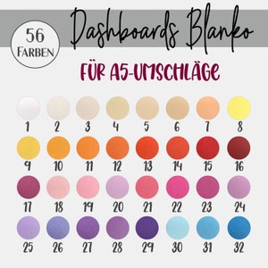 A5 Dashboards - einfarbige Deckblätter für Umschlagmethode mit Budget Binder