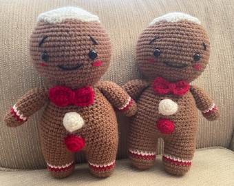 Crochet Gingerbread Man Plushie: Handmade Acrylic Christmas Toy