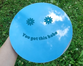 Handmade Smiley Face Mirror: Vinyl Sticker on Plexiglass