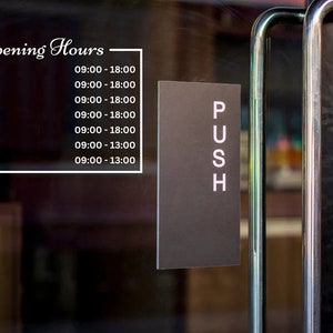 Horaires d'ouverture - Sticker horaires d'ouverture personnalisable - Horaires d'ouverture en vinyle - Sticker horaire de boutique personnalisé