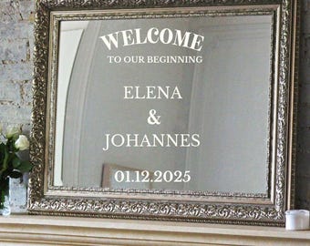 Custom Wedding Welcome Mirror Decal: Personalized Names
