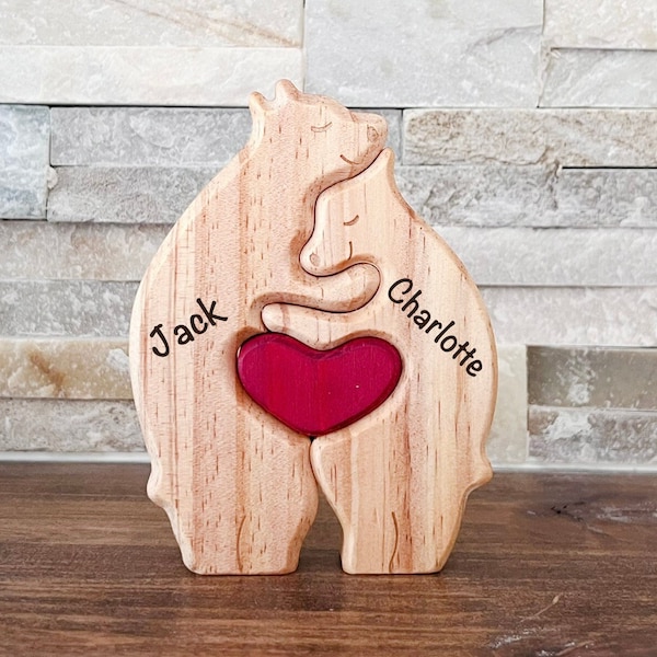 Bear Family Puzzle - Birthday Gift - Housewarming Gift - Home Decor - One of a kind Gift - Anniversary Keepsake - Customized Gift - Wood