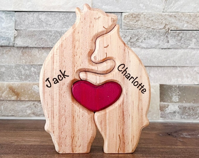Bear Family Puzzle - Birthday Gift - Housewarming Gift - Home Decor - One of a kind Gift - Anniversary Keepsake - Customized Gift - Wood