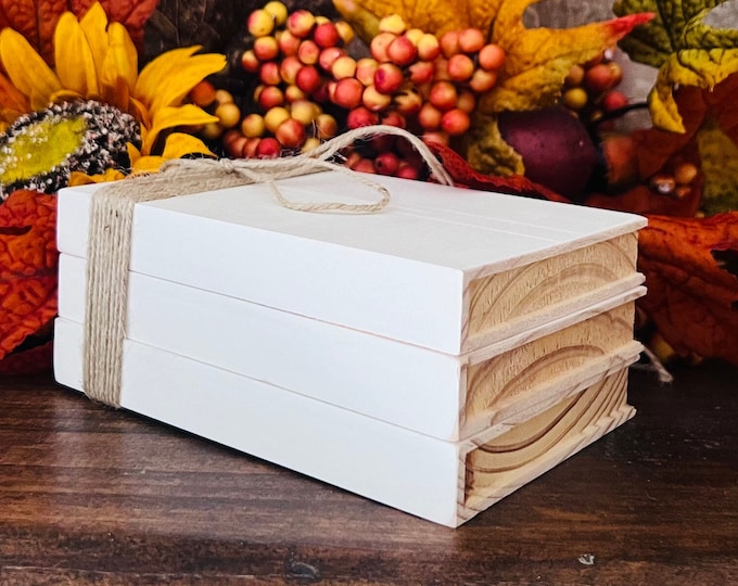 Tiered Tray Book Decor, Wooden Book Stacks, DIY Crafts, Book Lover Gift, Student Teacher Gift, Paintable Gift for Kids, Unfinished  Decor