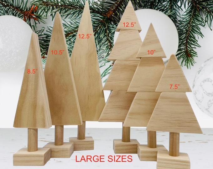 Wooden Christmas Tree Centerpiece, Large Trees Set of 6, DIY Holiday Decoration, Tabletop Christmas Trees, New Year Craft, Tiered Tray Tree