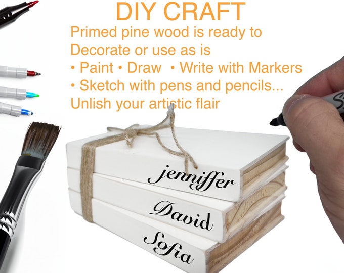 Paintable Wooden Books, DIY Craft for Kids, Tiered Tray Home Decor, Fall Winter Spring Decor, Student Teacher Gift for Kids, Book Lover Gift