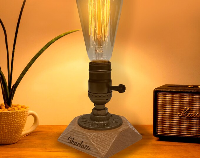 Table lamp - Desk Accessories - Personalized Gift - Nightstand Lamp - Steampunk Lamp -Edison Lamp - Rustic Home Decor - Christmas Gift