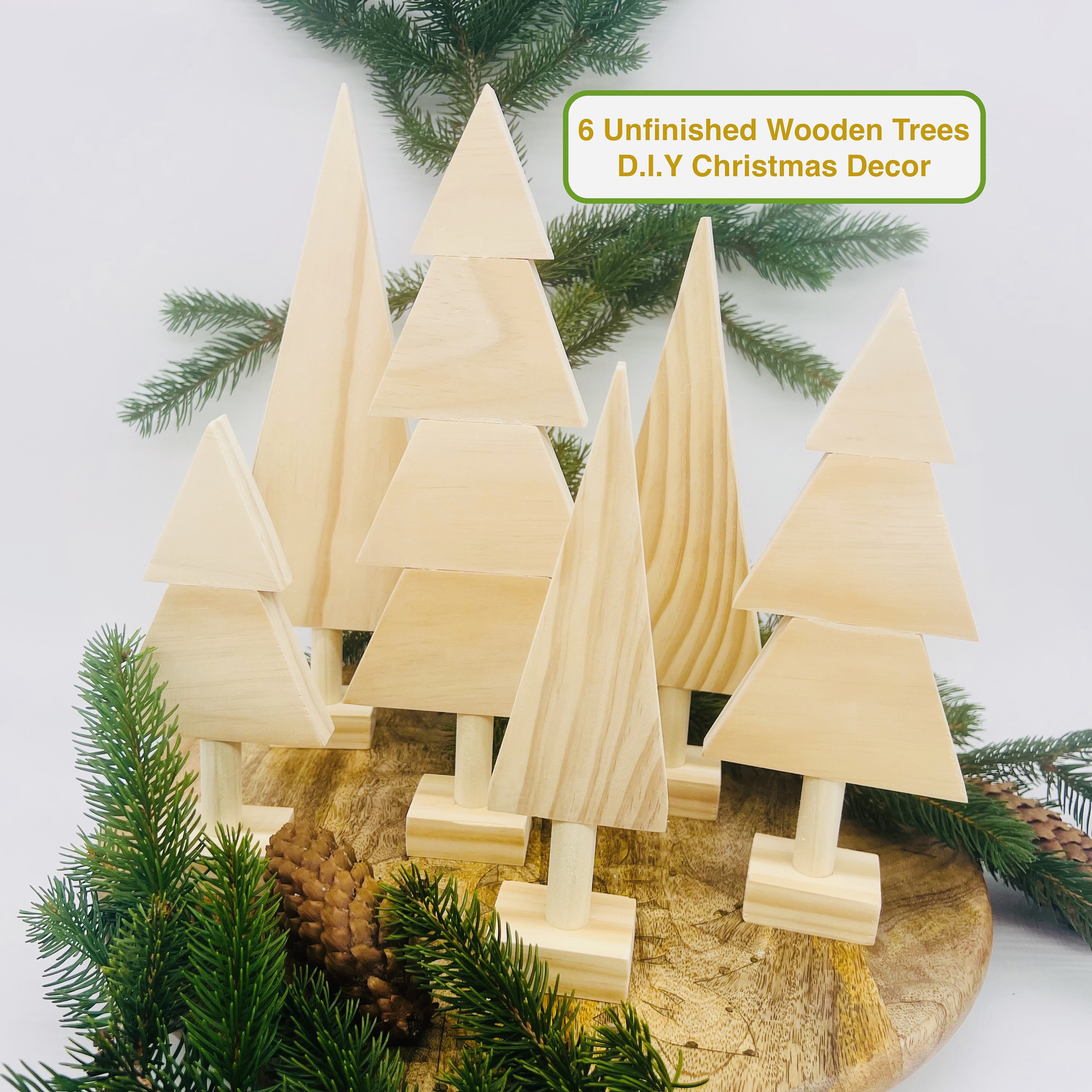Christmas 3 Decorative Trees Wood Crafts DIY Decor New Year Present  Unfinished Wooden Holiday Decor Ornament Table Decoration 