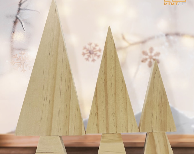 Christmas Tree Ornament Winter Wooden Trees Vintage Beauty Unique Gift Handmade Wood Trees Gift For Kids Home Decor Craft Supplies