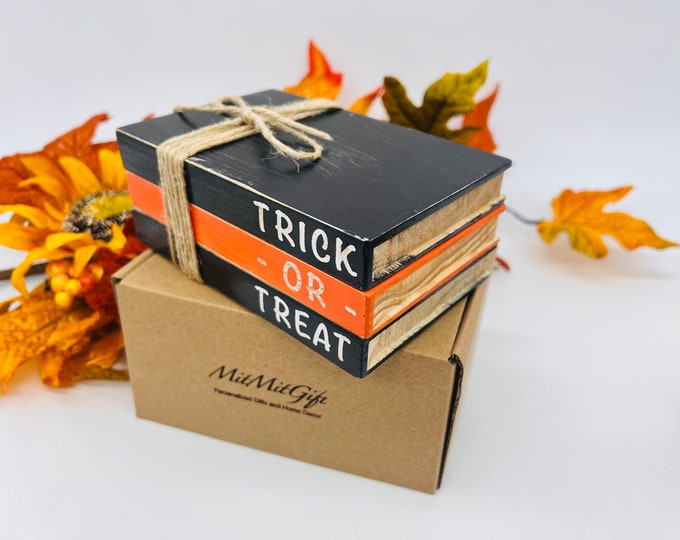 Tiered Tray Book Stack | Autumn Book Stack Home Decoration | Fall Halloween Table Decor |  Wooden Home Decor | Stacked Wooden Tiered Decor