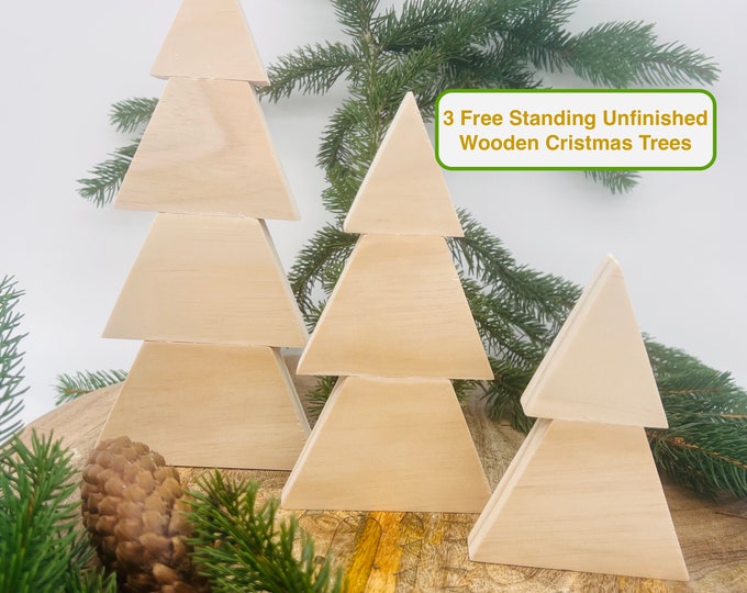 Unfinished Wooden Tiered Christmas Trees | Customizable DIY Crafting Christmas Trees | Vintage Wooden Home Decor Christmas Gift | New Year