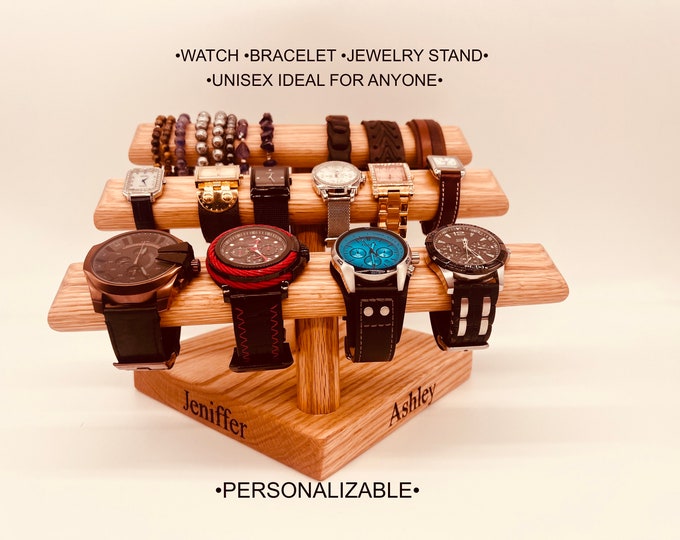Gift for Him - Gift for Her - Father's Day Gift - Gift for Mom - Personalized Watch Stand - Unisex Organizer - Jewelry Display - Unique Gift