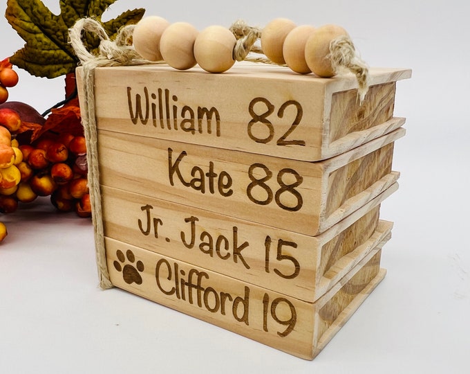 Personalized Mini books, Tiered Tray Decor, Wooden Book Stack, Customizable Home Decor, Vintage Table Decor, DIY Custom Gift, Housewarming